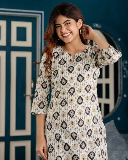 Women Printed Straight Kurta & Pants Set